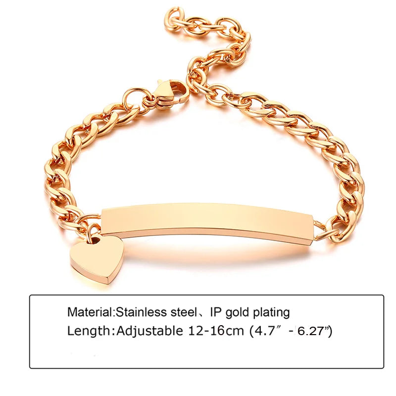 Individuelles personalisiertes Namens-ID-Armband für Mädchen und Jungen, Edelstahl-Gliederketten-Kronenarmband, nicht allergisch