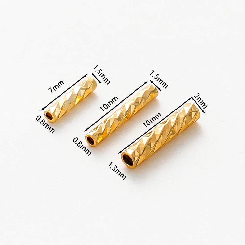 100 Stück 7 mm 10 mm 14 K 18 K vergoldete Messing-Geraderohr für Armbänder, gestreifte Röhren, Schmuckzubehör, DIY-Zubehör