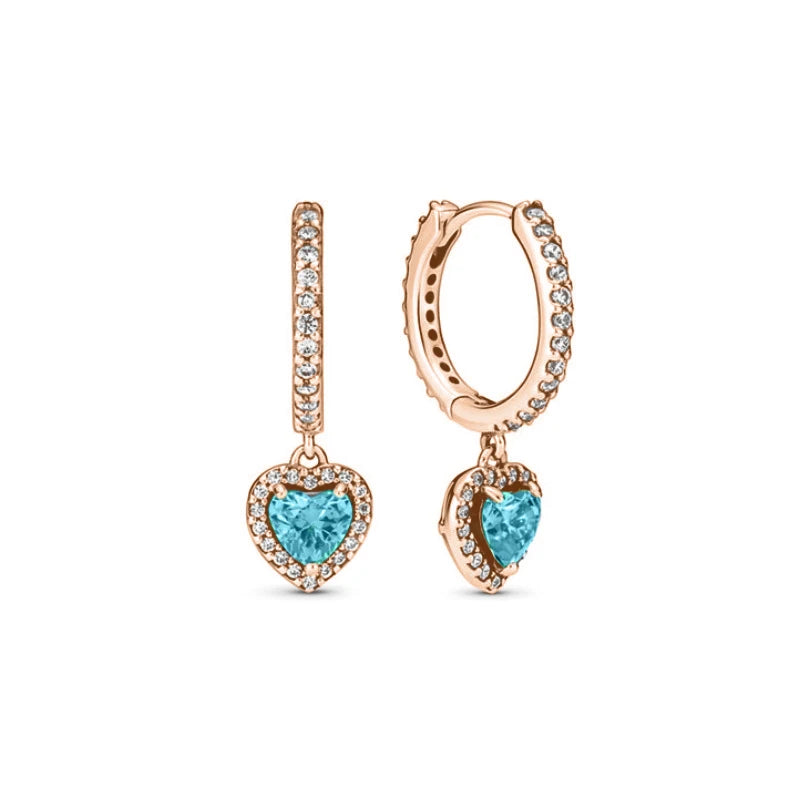 Neue S925 Silber Herz-Stein-Ohrstecker geeignet für Valentinstag, Muttertag, Jubiläumsgeschenk DIY Charm-Schmuck