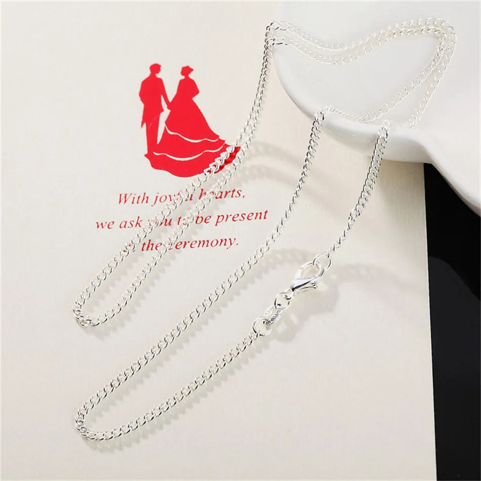 Nuevo collar de plata de ley 925 de 16/18/20/22/24/26/28/30 pulgadas, cadena de 2 mm para mujeres y hombres, joyas de alta calidad, regalos
