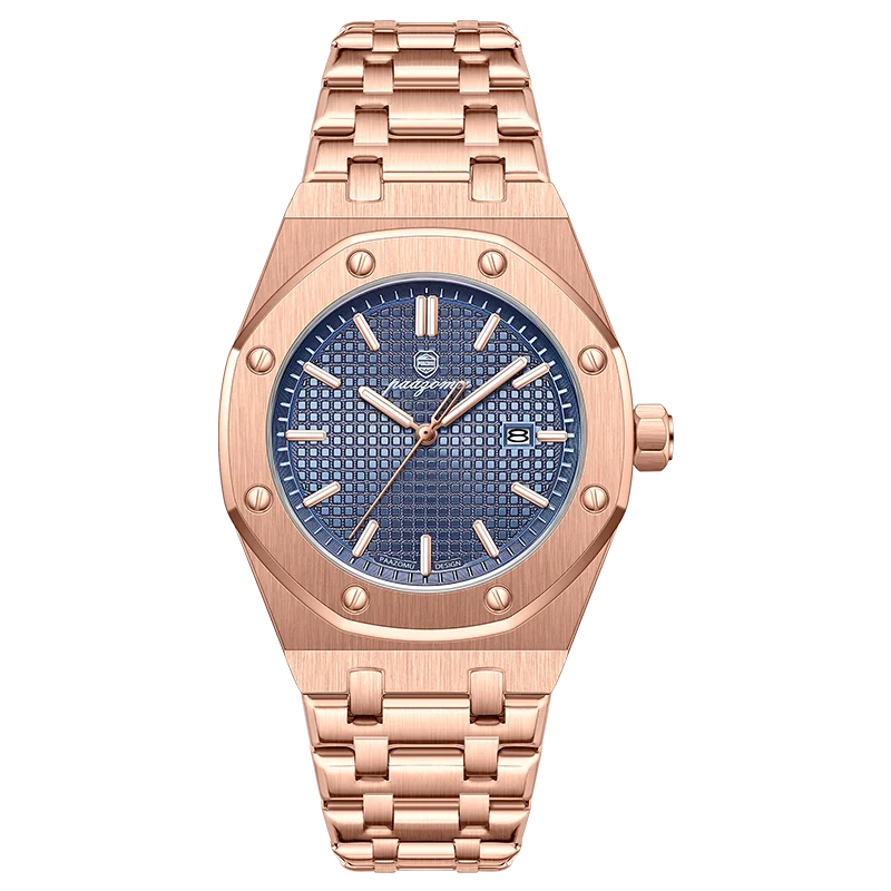 PAAZOMU Reloj de Hombre Original de Alta Calidad Impermeable Luminoso Fecha Lujo Acero Inoxidable Cuarzo Relojes de Hombre Masculino+Caja
