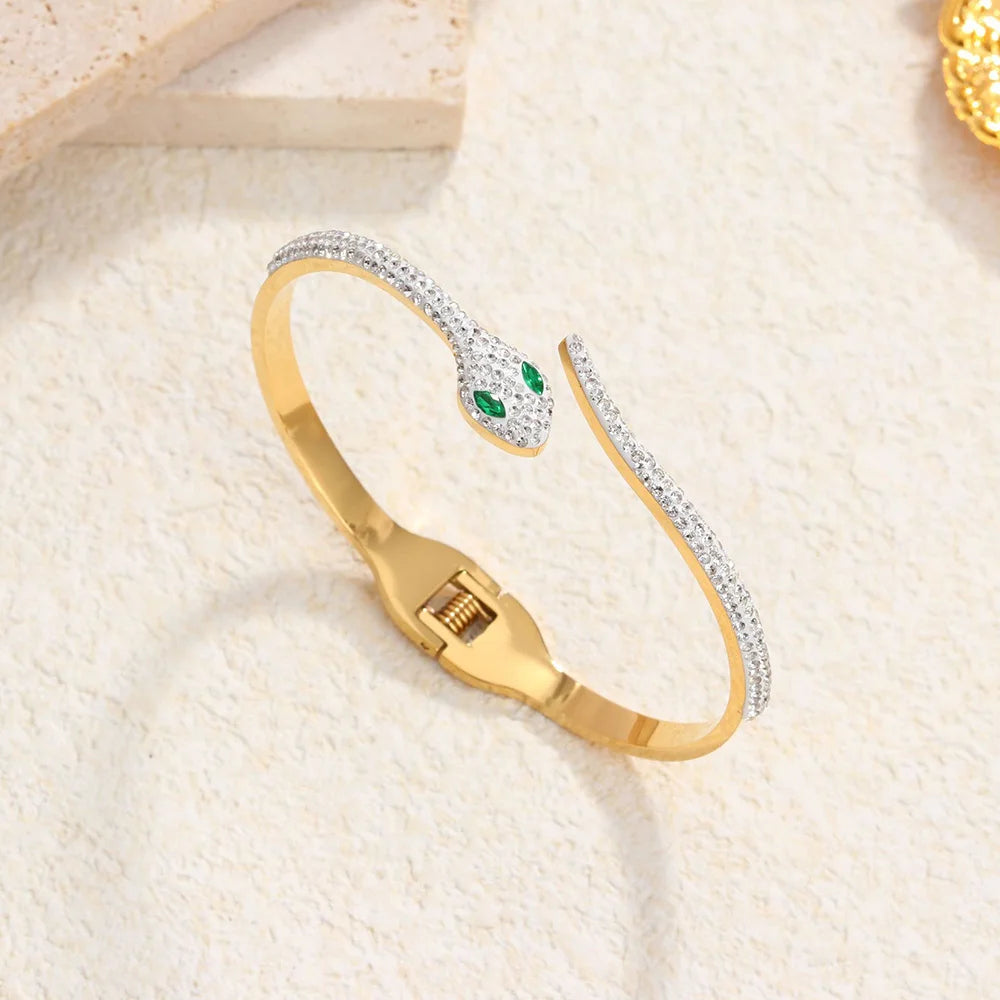 Klassisches Edelstahl-Zirkon-Emaille-Damenarmband, hochwertiges wasserdichtes Metallarmband, Hochzeitspartyschmuck