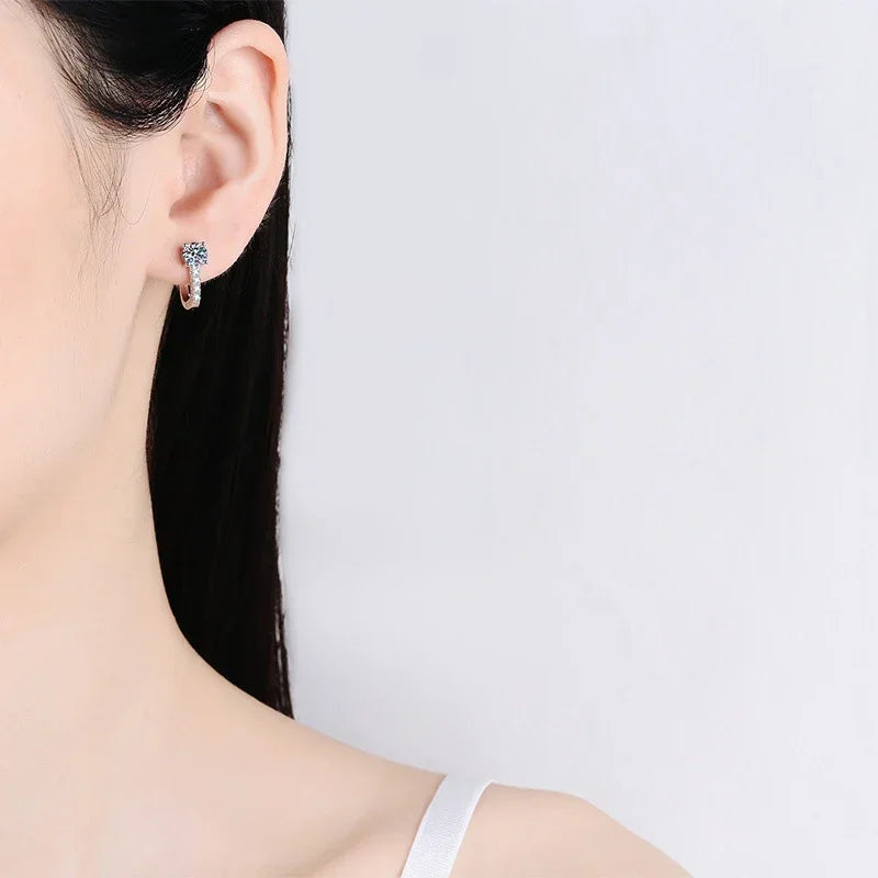 NeeTim Pendientes de Moissanita de 0,5 Quilates para Mujer, Aros de Plata de Ley 925, Pendientes de Diamante Brillante, Joyería Fina de Boda