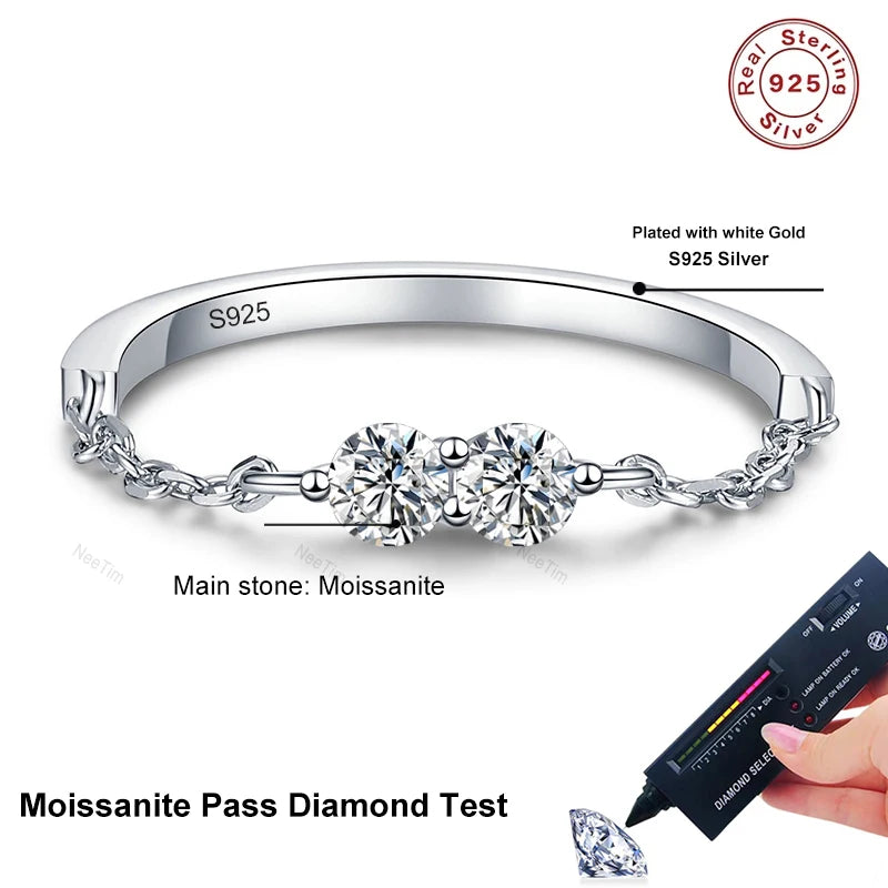 NeeTim 3mm Moissanit Ehering 925 Sterling Silber Eternity Band Lab Diamant Braut Party Ringe für Frauen Designer Schmuck