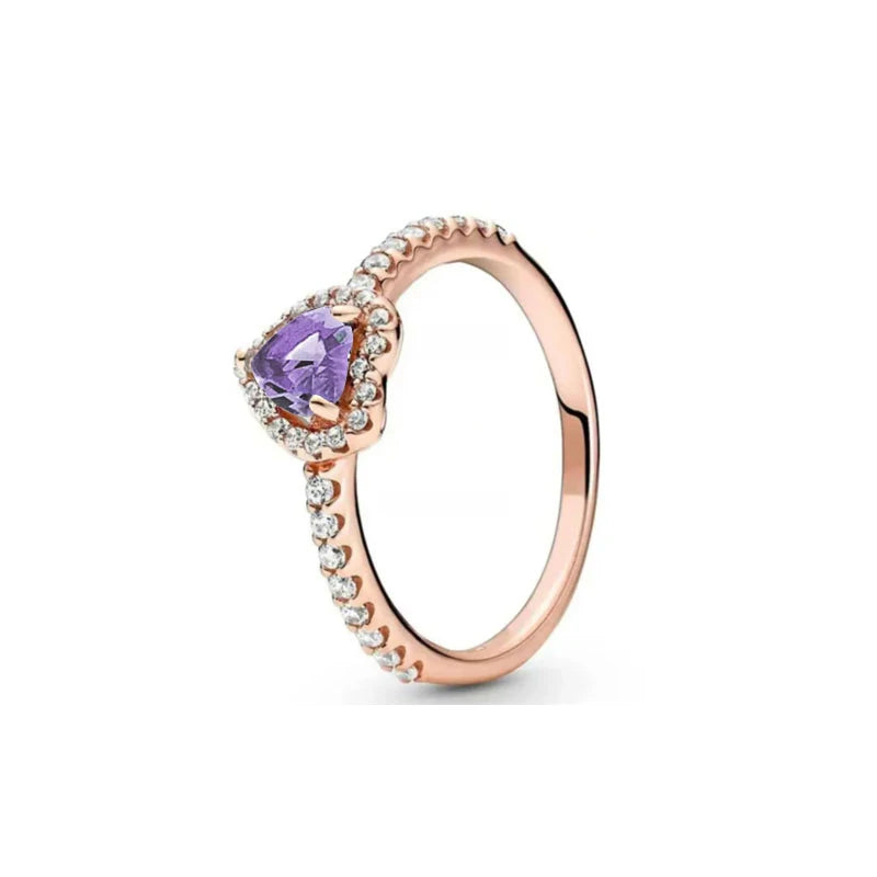 925er Silber Herz-Stein-Ring Neu Heiß Verkaufend Rosa Weiße Ringe Geeignet für jeden Anlass Passendes DIY Geburtstagsgeschenk