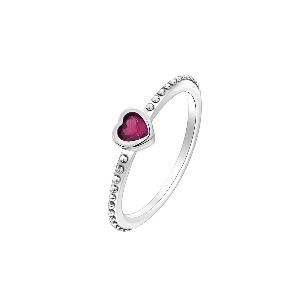 925er Silber Damenschmuck Ring Größe 6 7 8 9 Pinker Herz Zirkonia Stein Rot Schwarz Ringe DIY Geburtstagsgeschenk Party