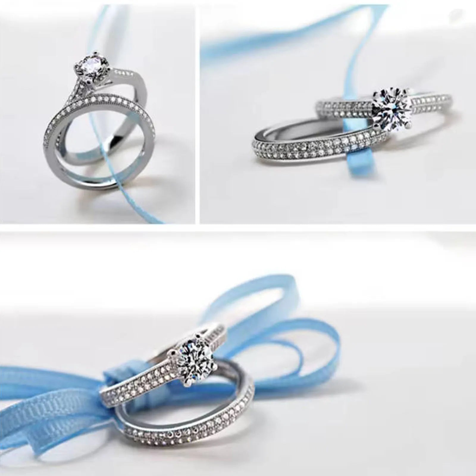 1 Paar Vintage Halo 925 Sterling Silber Ehering Set für Frauen Damen Jahrestagsgeschenk Schmuck Großhandel