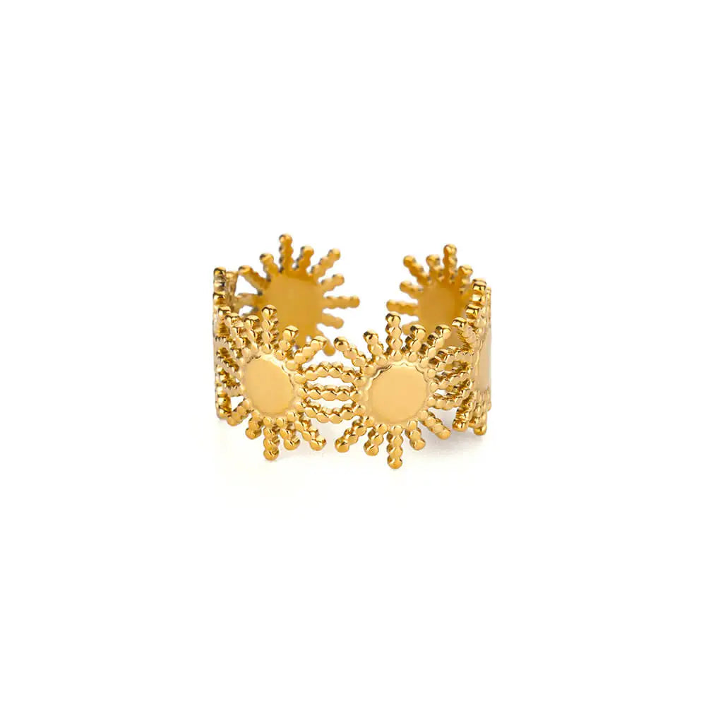 Edelstahl Übertrieben Große Blumenringe Für Frauen Gold Farbe Sonnenblume Fingerring Weiblich Mode Ästhetischer Schmuck Geschenk