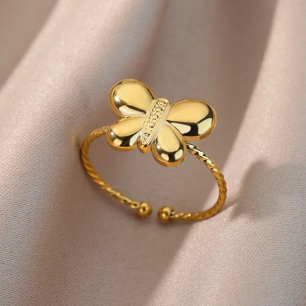 Anillos Irregulares Huecos Para Mujer De Acero Inoxidable Color Dorado Anillo Geométrico Fiesta Joyería De Navidad Regalo Envío Gratis