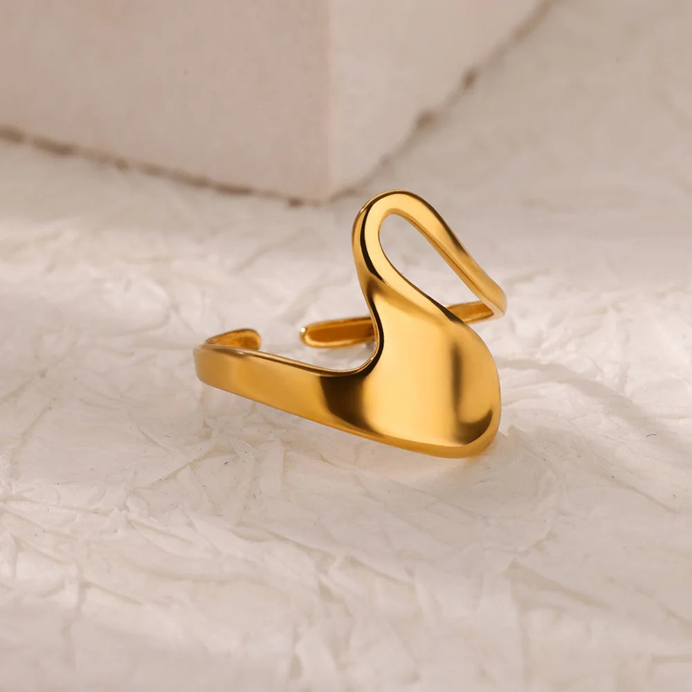 Anillos de doble corazón para mujer, color dorado, acero inoxidable, anillo abierto ajustable, joyería estética de moda para fiesta o boda, regalo
