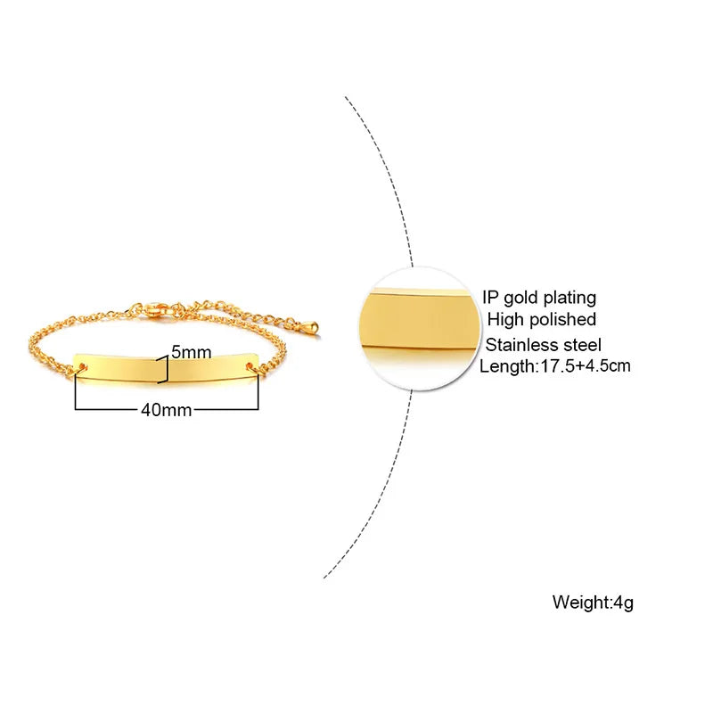 Vnox Minimalistische personalisierte gravierbare Edelstahl-dünne Armbänder für Frauen, Damen, individuelle Freundschafts-, Brautjungfern-Geschenke, Schmuck