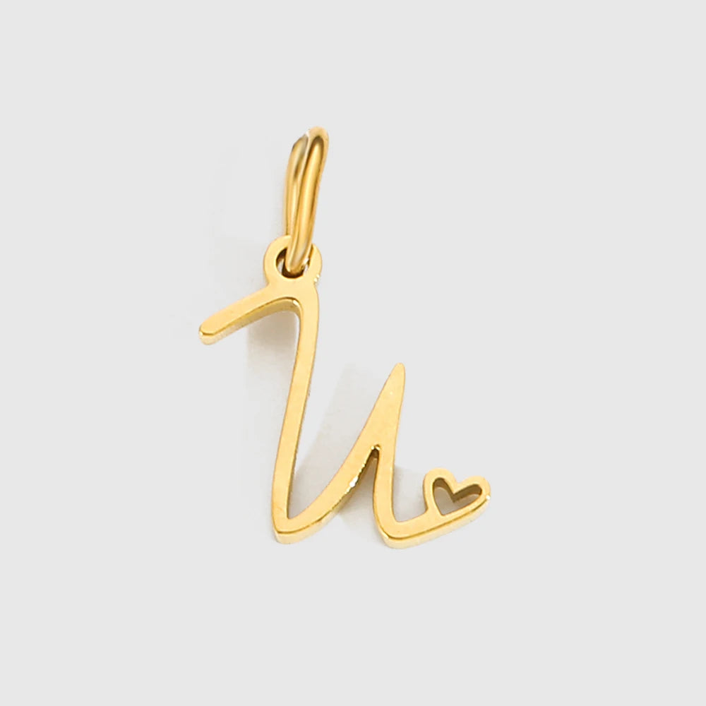 Personalized Stainless Steel Heart Alphabet Pendant DIY Accessories for Necklace Woman Men Jewelry Initials Birthday Gift A-Z