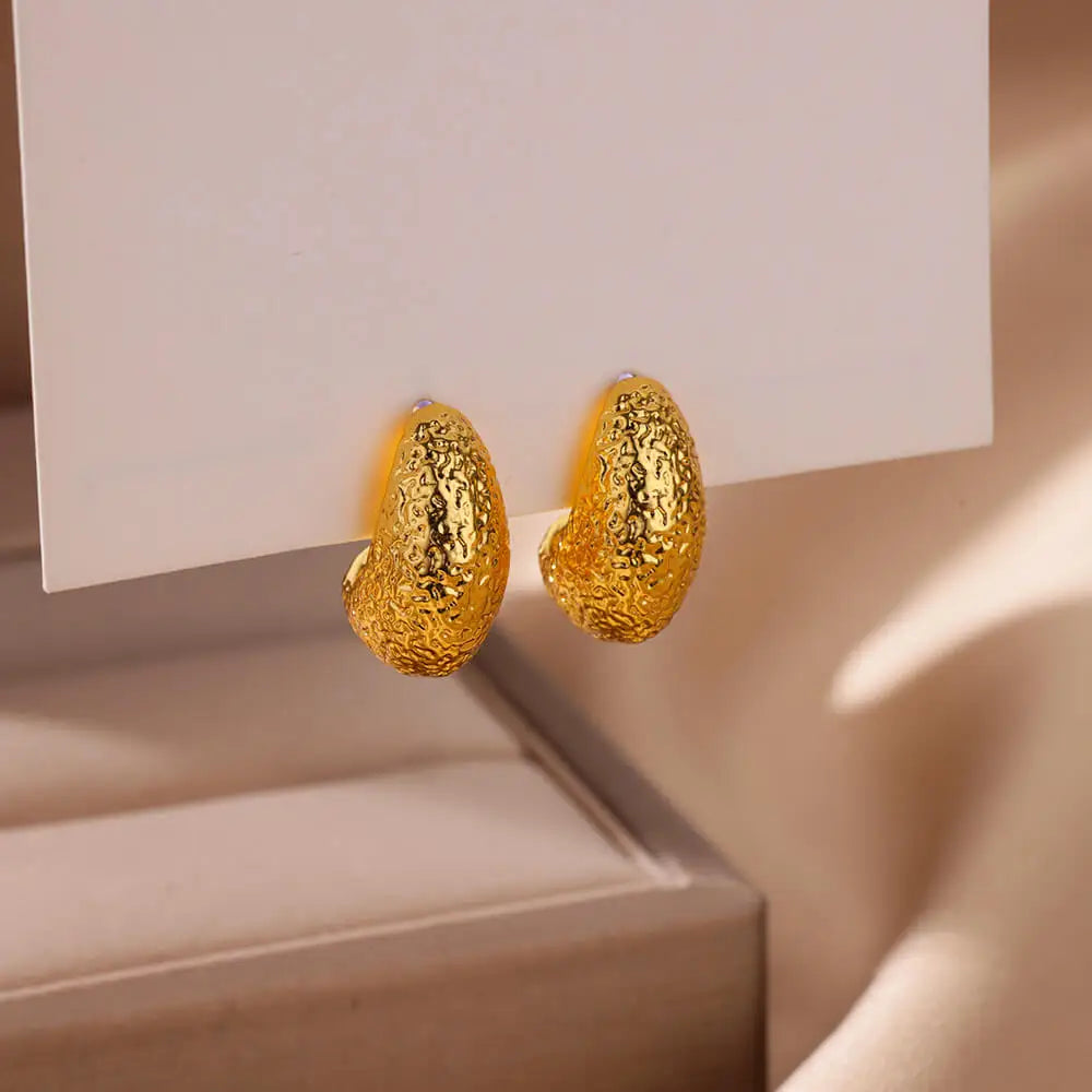 C-förmige Muschel-Ohrringe für Damen, Edelstahl, Wassertropfen, Tropfen-Hoop-Ohrringe, modische Piercing-Ohr-Accessoires, Party-Schmuck