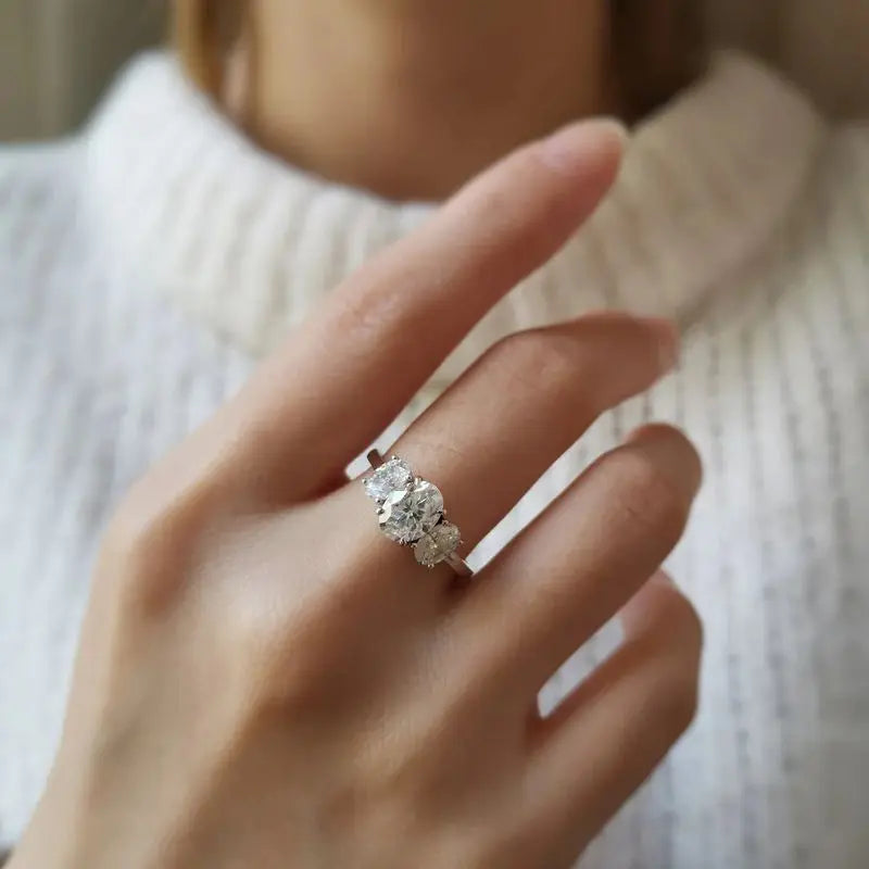 925 Sterling Silber Klassische Funkelnde Ovale Zirkonringe für Damen Hochwertige Hochzeitsparty Trendiger Schmuck Jubiläumsgeschenk