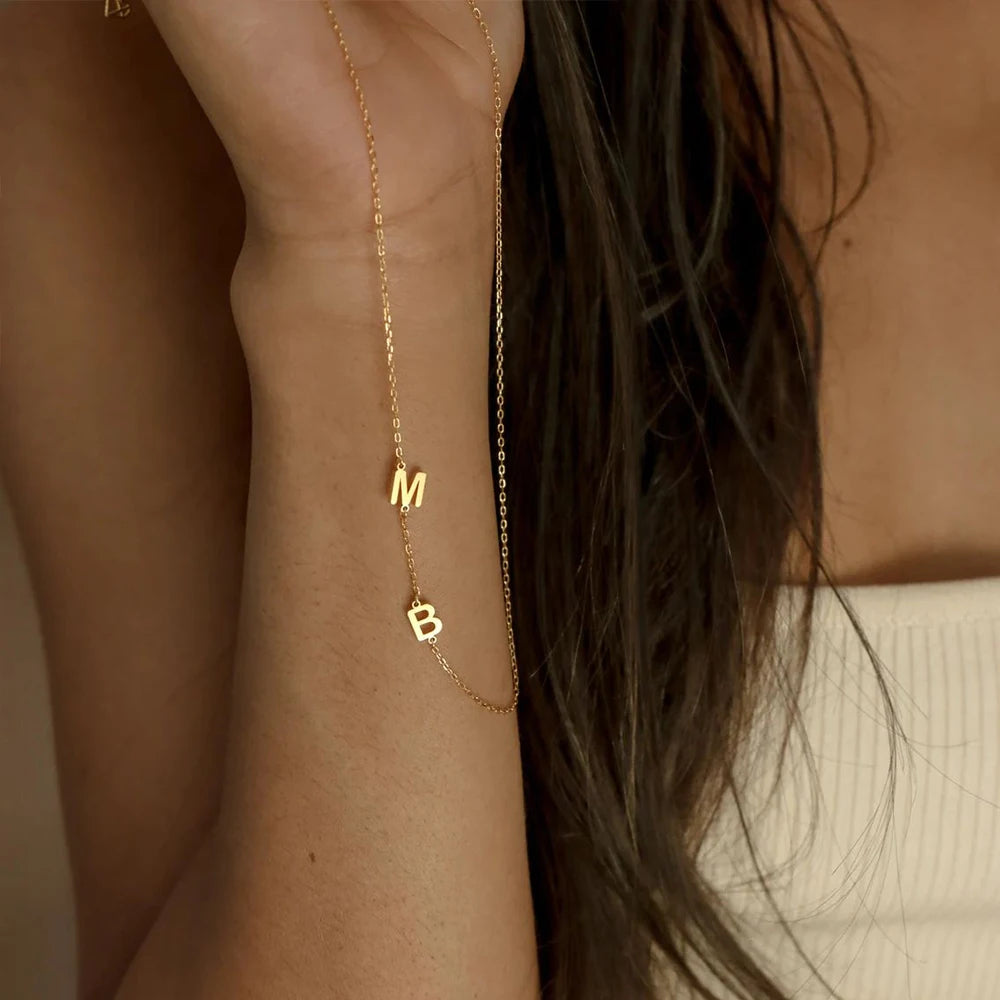 SUNIBI Custom Name Necklace for Woman 26 Letter Plain Pendant Choker Charm Patchwork Gold Color Necklace Women Fine Jewelry Gift