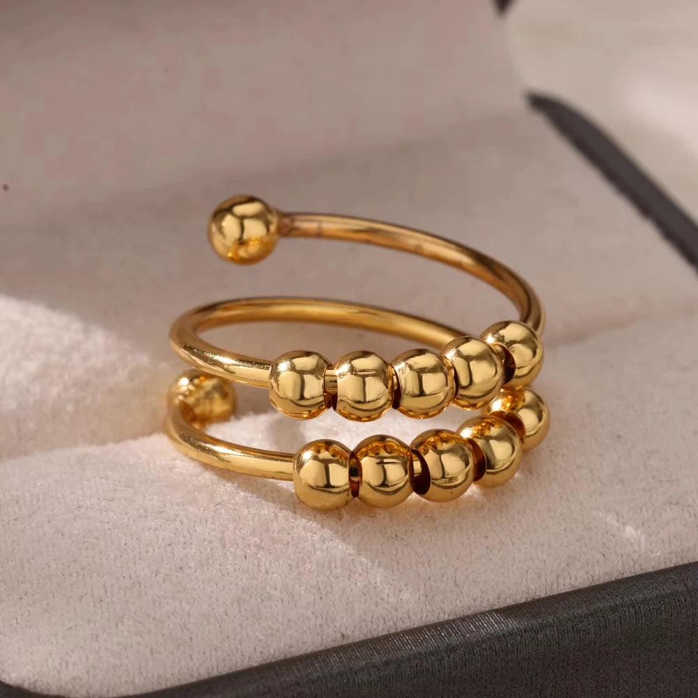 Stainless Steel Zircon Geometric Rings For Women Luxury Evil Eye Gold Color Adjustable Trendy Wedding Aesthetic Jewerly Gift
