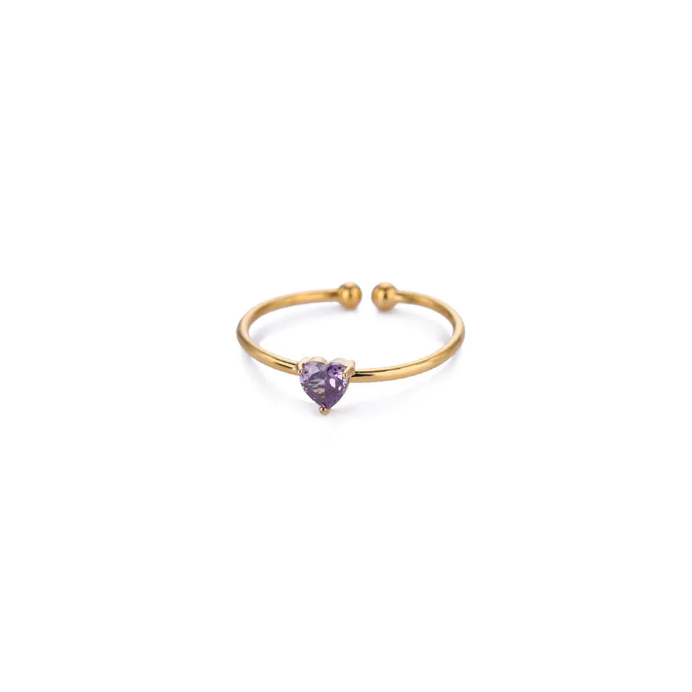 Mode Zirkon Herz Geburtssteinringe für Damen Edelstahl Goldfarbe Geburtssteinring Ästhetischer Hochzeitsschmuck Geschenk