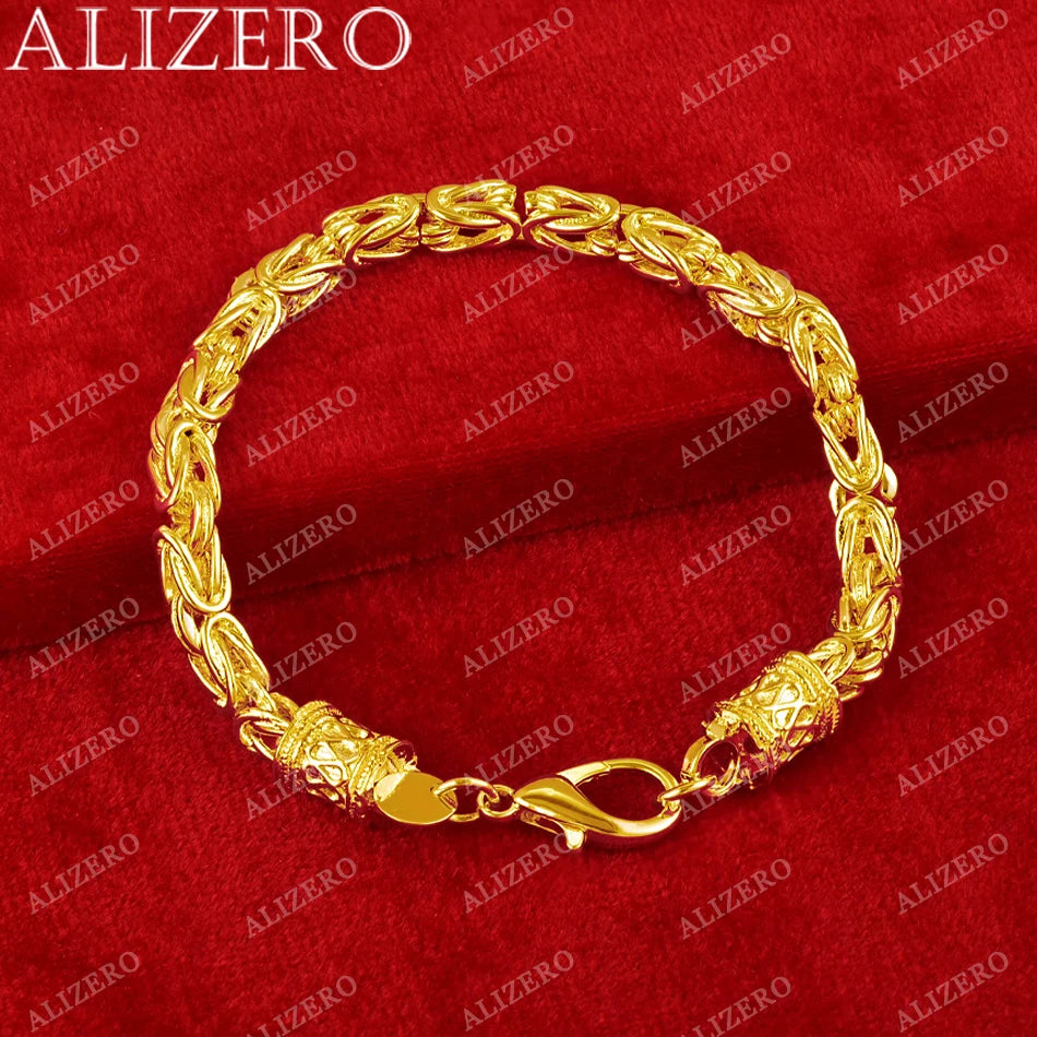 ALIZERO 18K Goldarmband 5mm Wasserhahn-Kettenarmbänder für Herren Damen Mode Hochzeitsfeier Geschenk Edler Schmuck Großhandel
