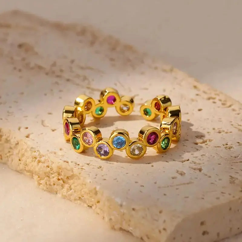 Pinky Zirkon Ring für Damen Edelstahl Goldfarben Ring 2025 Trend Paar Wasserdicht Ästhetisch Hochzeit Y2K Schmuck Anillos
