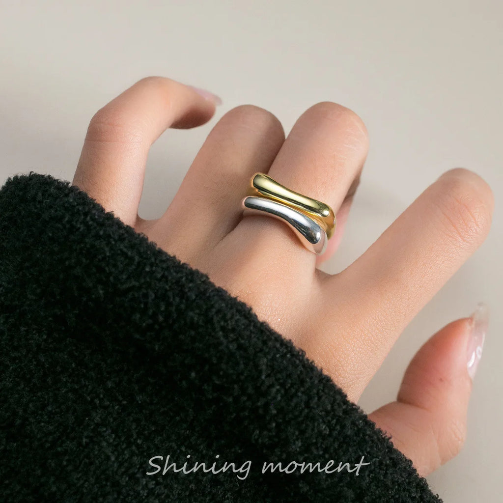 925 Sterling Silber Geometrie Bogenförmige Offene Ringe Für Frauen Verlobung Hochwertiger Schmuck Zubehör Großhandel Schmuck