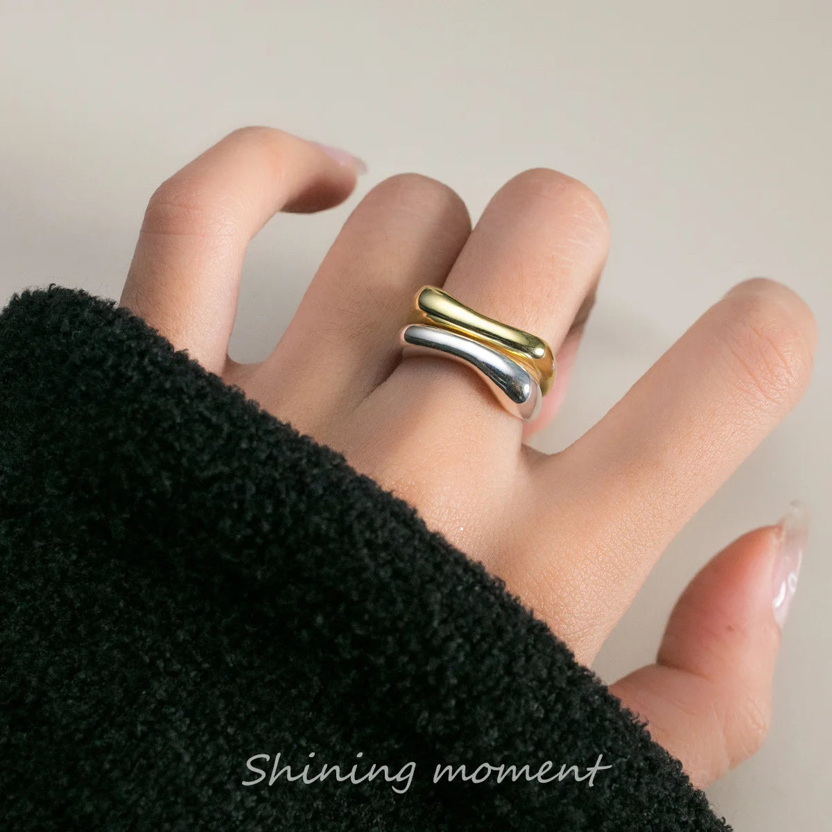 925 Sterling Silber Geometrie Bogenförmige Offene Ringe Für Frauen Verlobung Hochwertiger Schmuck Zubehör Großhandel Schmuck