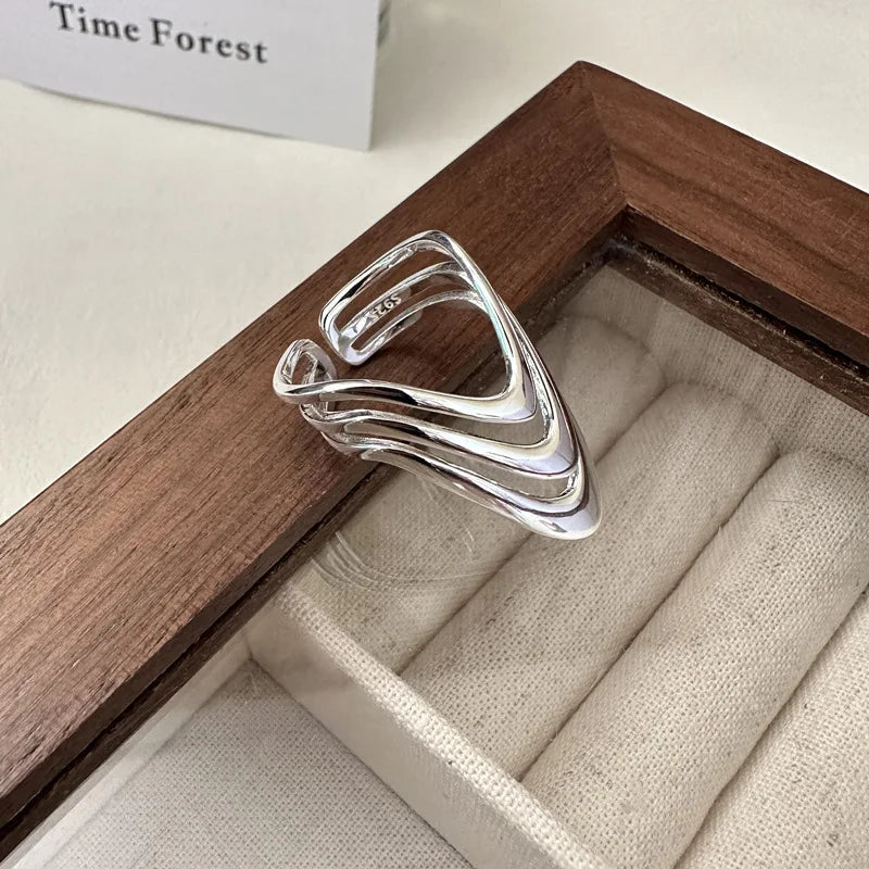 925 Sterling Silber Dreischichtige Kleider Einfache Ringe Für Frauen Paar Luxus-Qualitätsschmuck Schöne Accessoires Geld 925