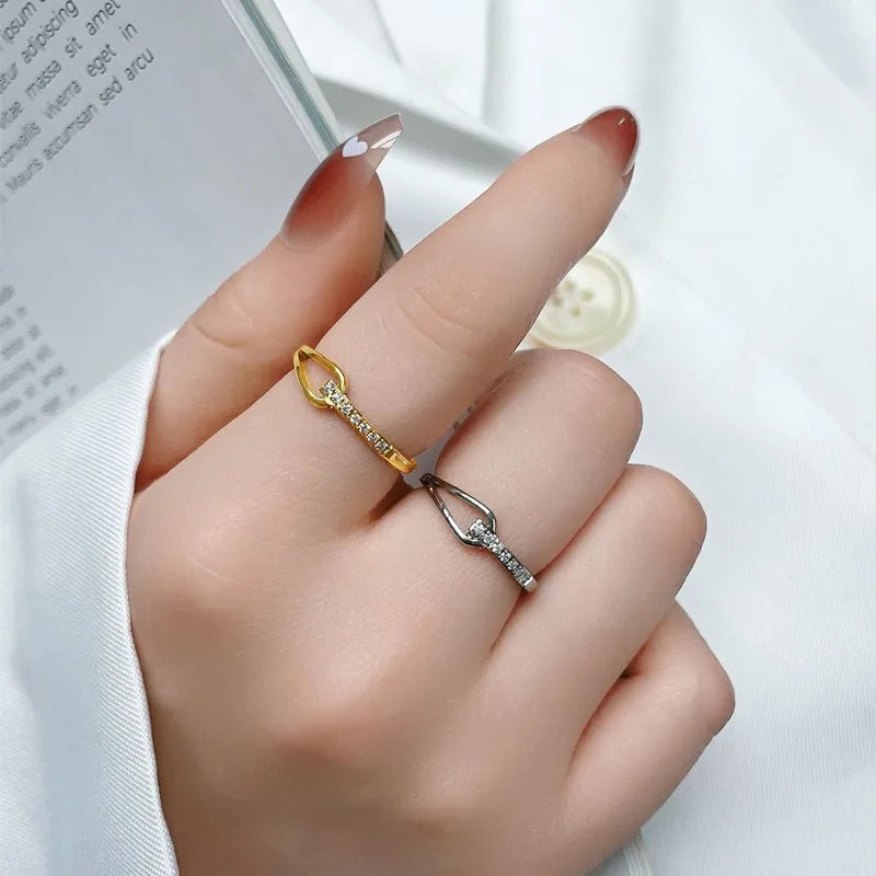 Edelstahl Pave Zirkonia Hohler Ring Ehering für Frauen Mädchen Größe 5-10