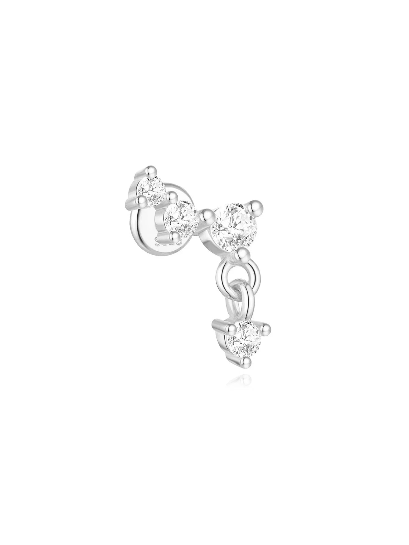 CANNER 1PC Vier-Punkt-Stern Mond Quaste Lotus Knorpel Spirale Piercing 925 Sterlingsilber Ohrstecker Für Frauen Ins Ohrring
