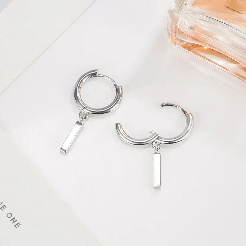 NBSAMENG Pendientes asimétricos de geometría de plata esterlina 925 para mujer, niña, oficina, simple, versátil, regalo de joyería, Dropshipping