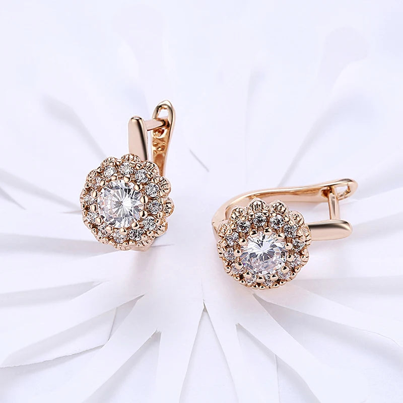 Aravant Pendientes Colgantes Flor de Plata 925 Bañados en Oro de 18K con Circonitas Cúbicas Para Mujer Joyería de Moda de Boda