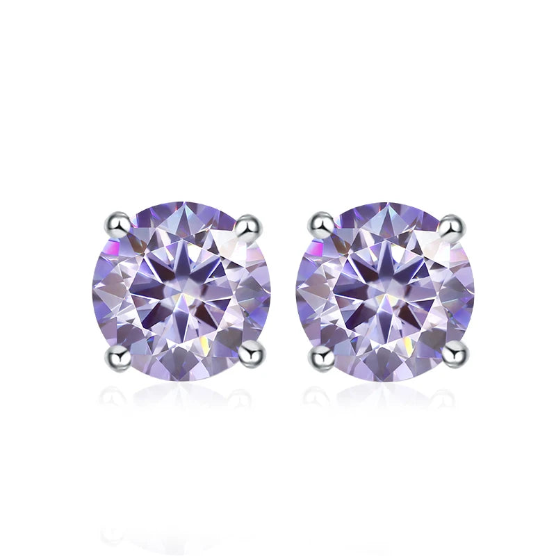 NeeTim Pendientes de Moissanita para Mujer 0.5ct 1ct 2ct Plata de Ley 925 Rosa Negro Azul Gris Brillante Diamante de Laboratorio