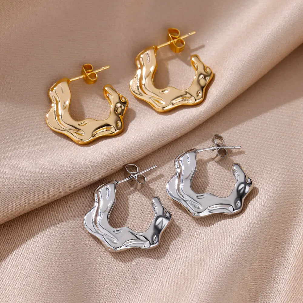 Unregelmäßige C-förmige Ohrringe für Damen, Edelstahl, geometrisch, 2024, Trend, Hochzeitsfeier, ästhetischer Schmuck, Aretes
