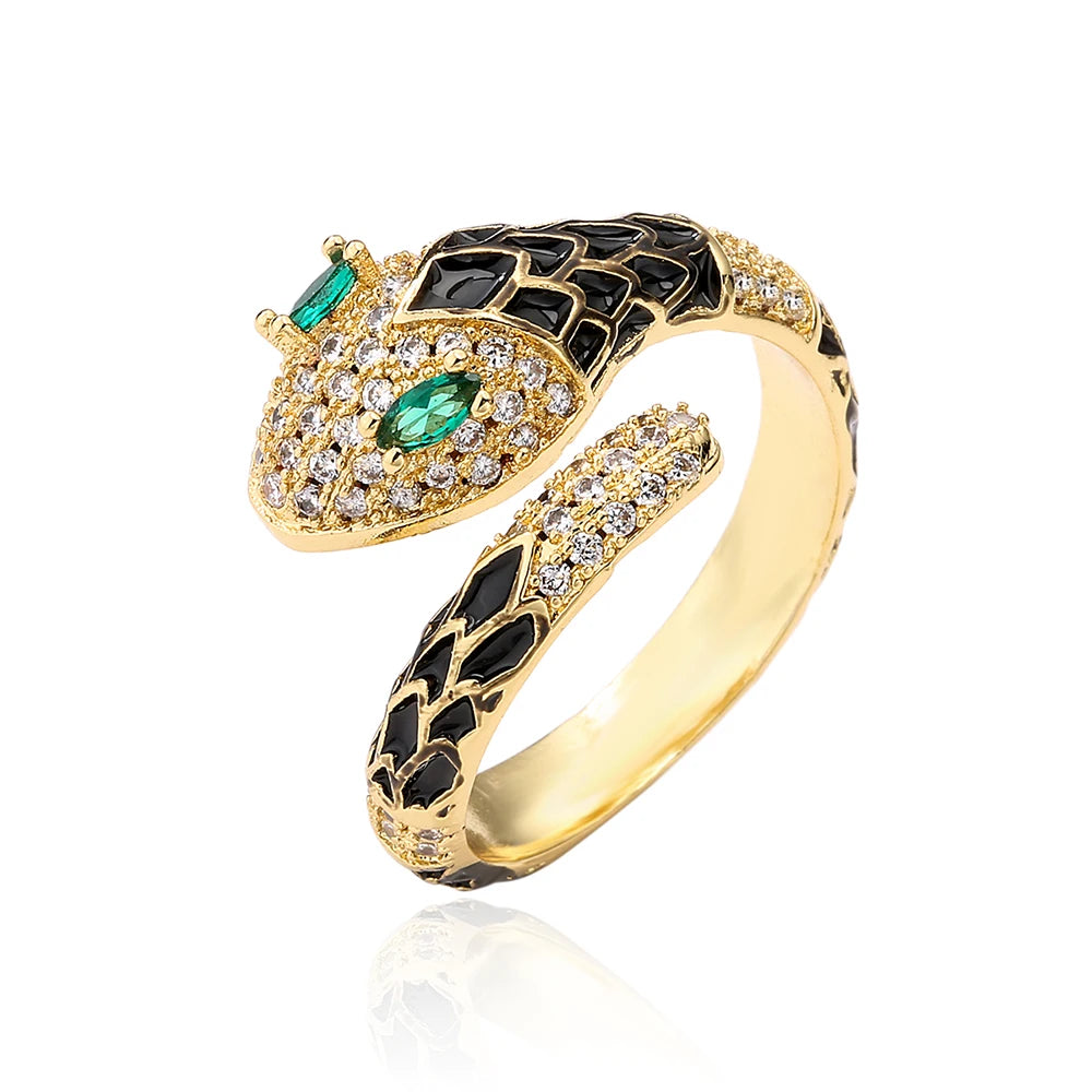 NEWBUY Fashion 6 Farben Emaille Expoxy Schlange Offene Ringe Für Frauen Luxus AAA Zirkonia Pave Fassung Kupfer Schmuck Weiblich