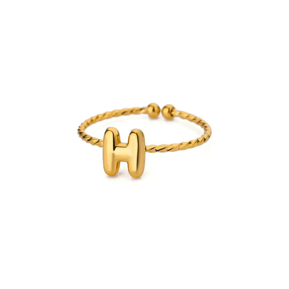Süße klobige Initialenringe für Frauen, goldfarbener Edelstahl A-Z Buchstaben verstellbarer Ring, ästhetischer Hochzeitsschmuck, Geschenk
