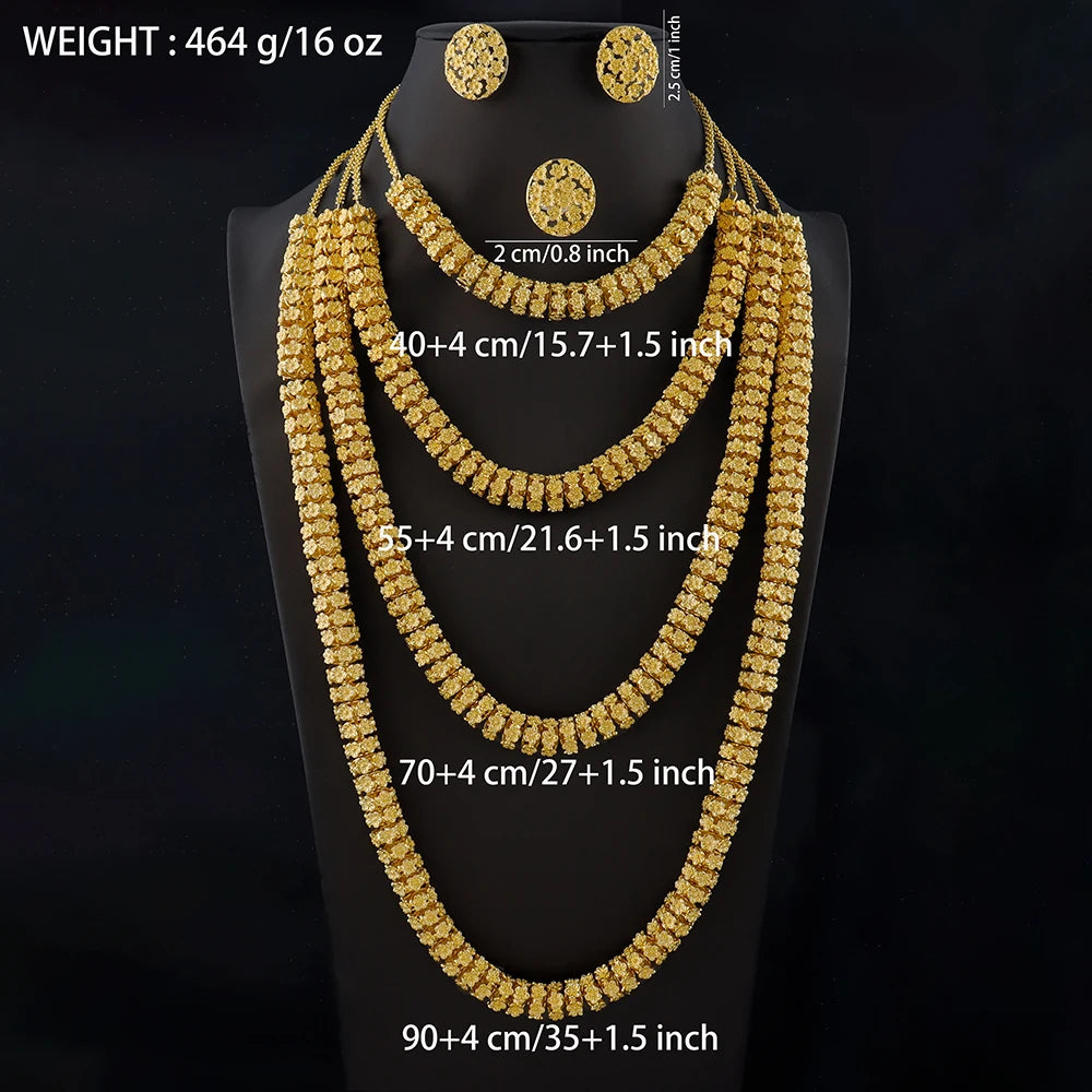 Vergoldete Ohrringe Ring Halsketten für Damen Luxus Gold Cuban Halsketten Set Hochwertige Designer Herren Damen Schmucksets Geschenk