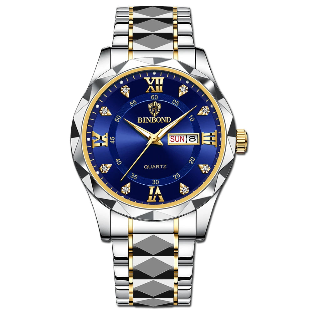 Nuevo Oro Negocios Cuero Casual Diamante Reloj Hombres Lujo Relojes Automáticos Relojes de Pulsera de Moda para Hombres Cuarzo Orologi Uomo