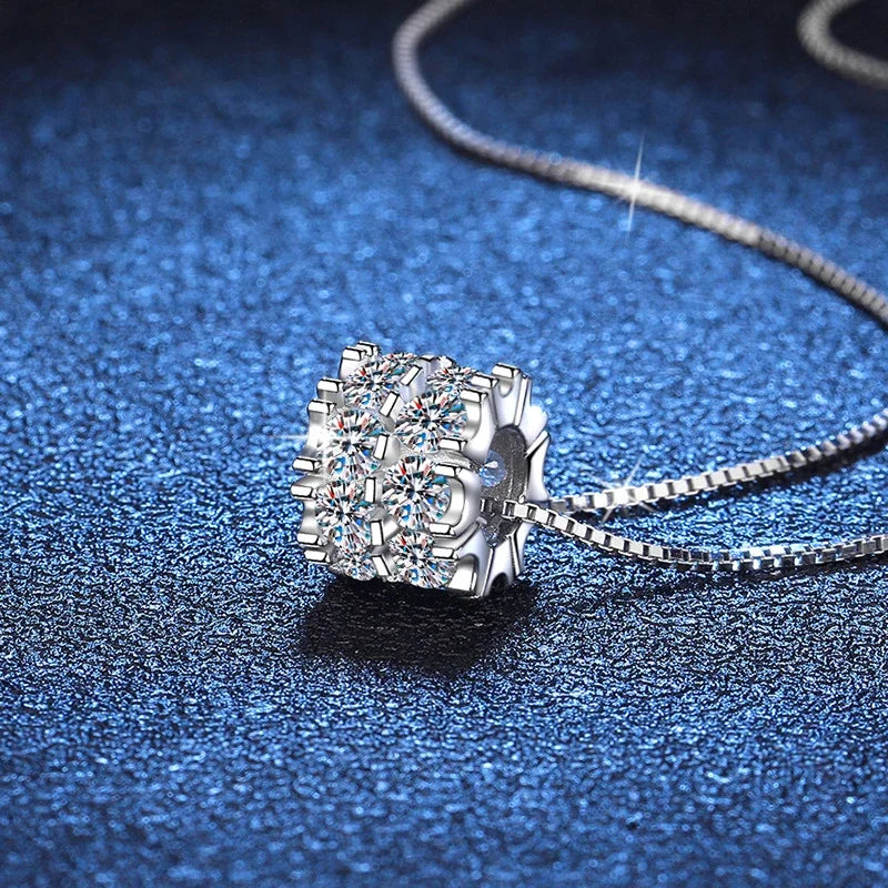NeeTim Collar de Moissanita Completa de Diamantes para Mujer Colgante de Plata Esterlina 925 Collar para Mujer Cadena Fiesta Joyería Fina Nupcial