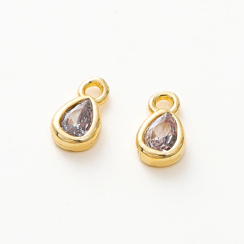 5/10 unidades/lote Colgantes en forma de gota de agua al por mayor Chapado en oro de 18 quilates Colgantes de circonita cúbica para hacer joyas de collar DIY