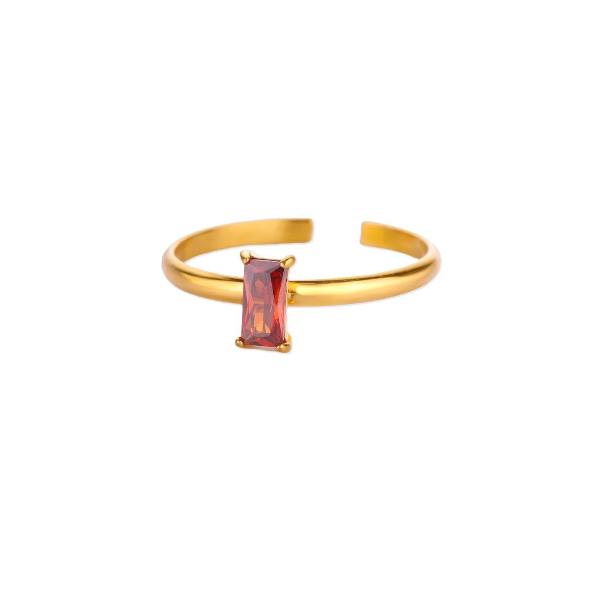 Edelstahl Geburtssteinringe für Damen Goldfarbe Zirkon Geburtsstein Öffnungsring Minimalistischer Weihnachts-Geburtstags-Schmuckgeschenk