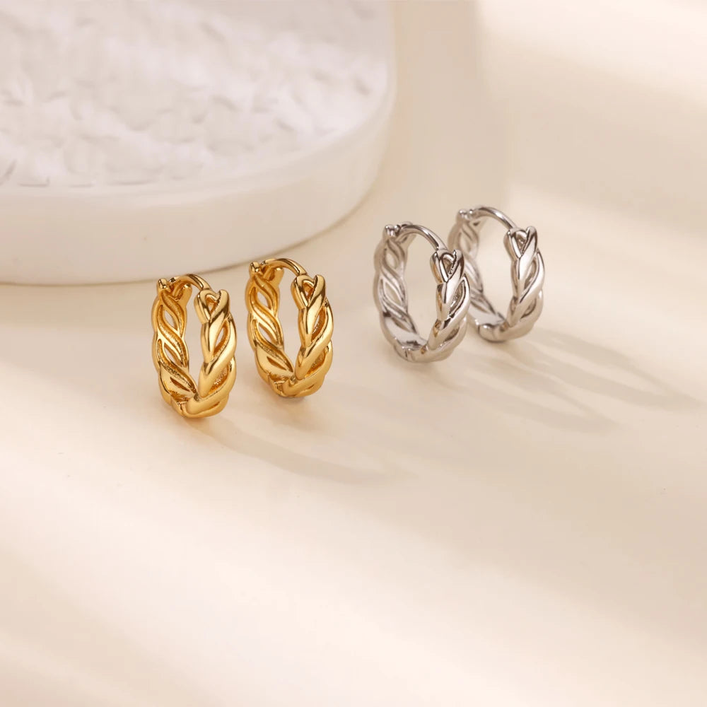 Vintage hohle gedrehte Kette Creolen für Damen Edelstahl Goldfarbe Ohrring 2025 Trend Hochzeitsschmuck pendientes
