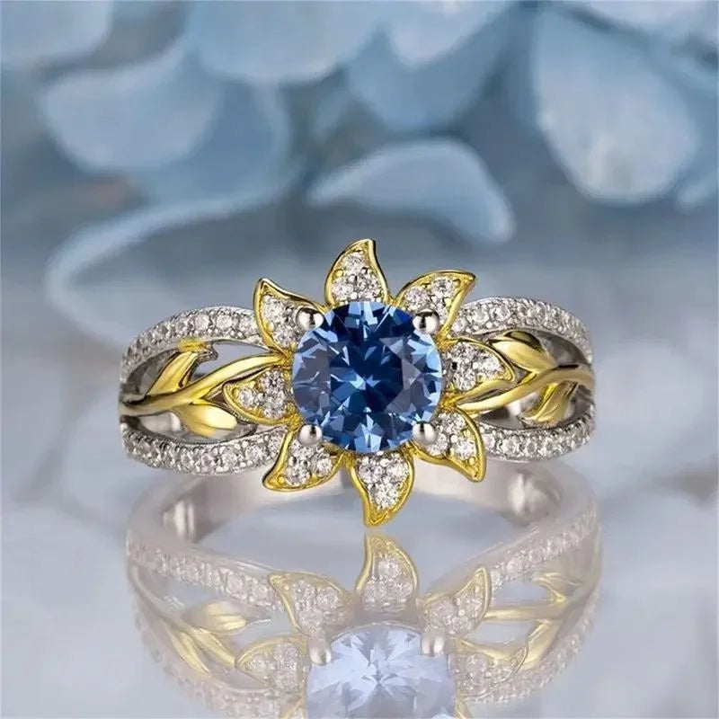 Geometrische Mode Gold Farbe Intarsien Bunte Zirkon Ringe für Frauen Party Accessoires Geschenke Kundenspezifischer Schmuck