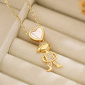NEWBUY Delicae Gold Color Heart Boy & Girl Pendant Necklaces For Women Shiny CZ Inlay Jewelry Mother's Day Gift