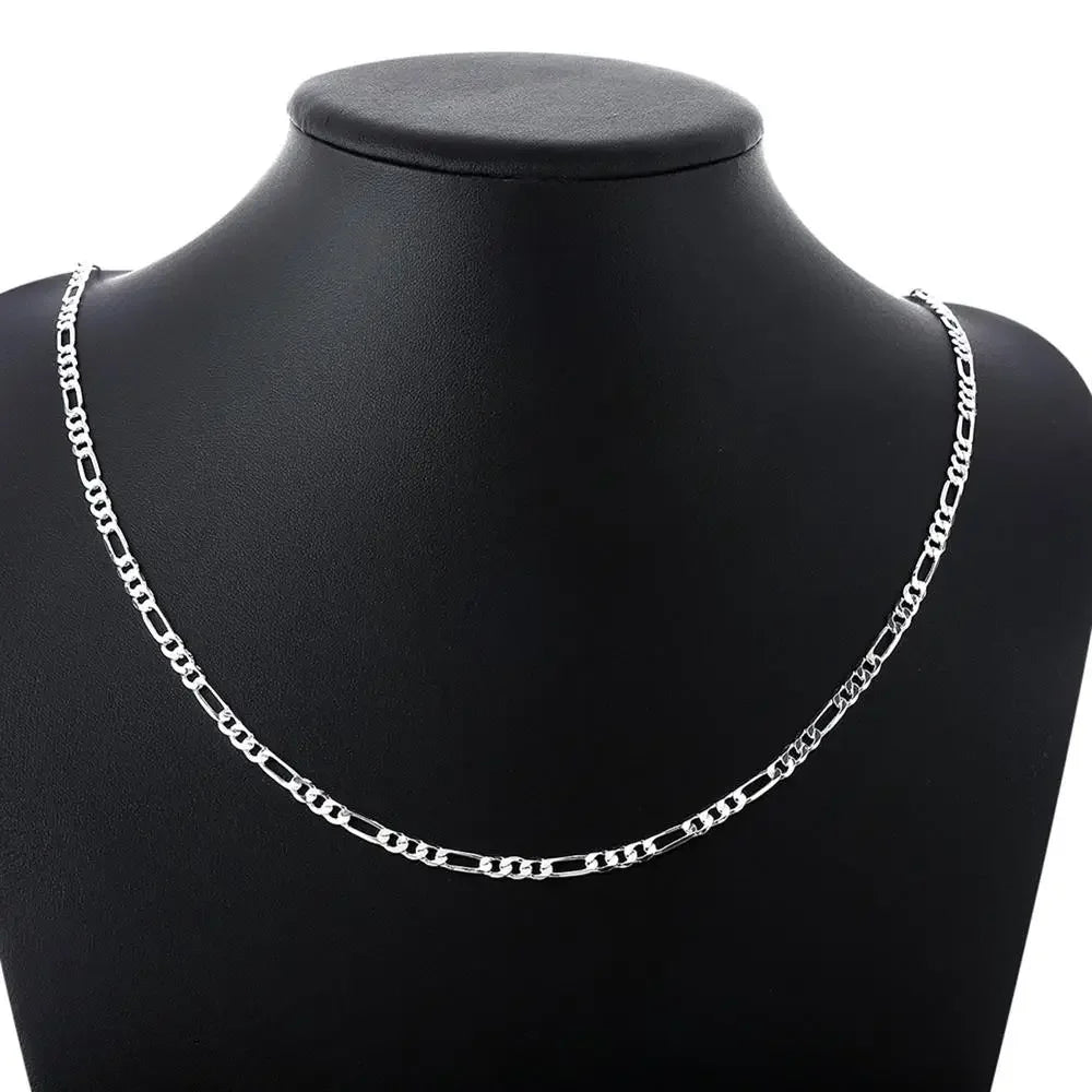 Collares de cadena fina de 40-75 cm de plata esterlina 925 de 16-30 pulgadas y 4 mm para mujer, joyería para fiesta de moda, boda, regalos de Navidad