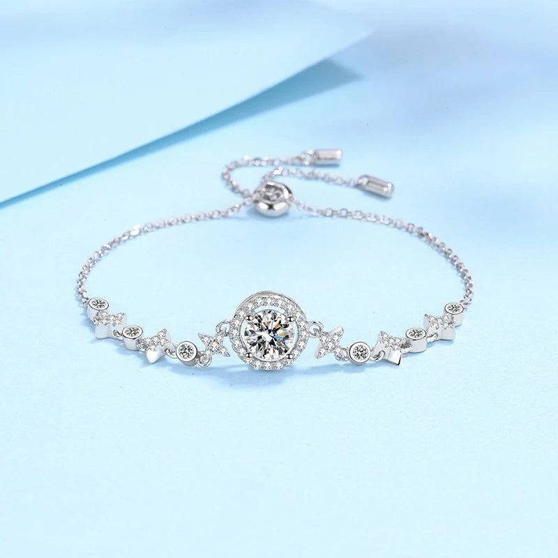 NeeTim 1ct 6.5mm Moissanit Armband für Damen 925er Sterlingsilber mit 18k vergoldet Luxus Hochzeitsfeier Armbänder Großhandel