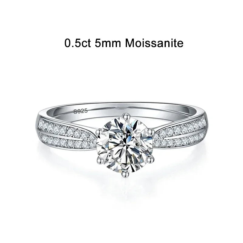 NeeTim 0.5ct 1ct Moissanit Verlobungsring Damen Antragsringe S925 Sterlingsilber Weißgold Plattiert Ehering