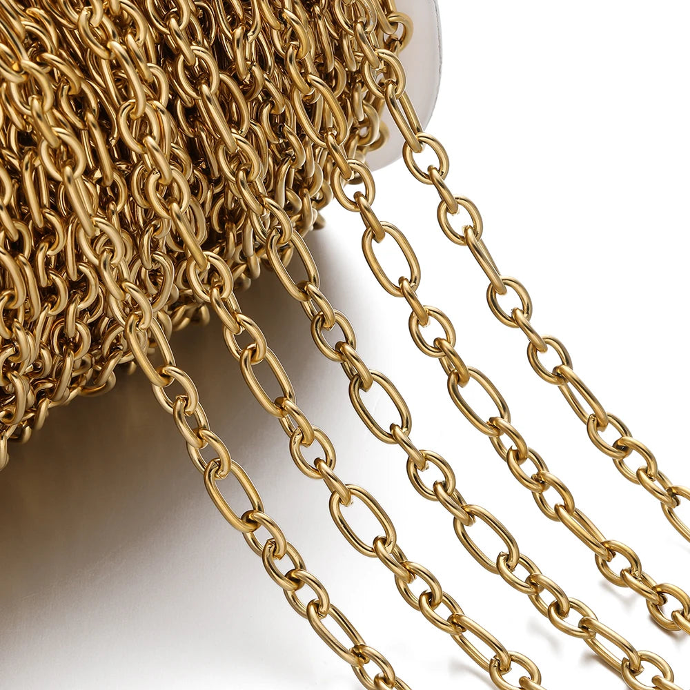 1 Meter/Pack 304 Edelstahl Knotenglieder Gold Stahlfarbe Handgemachte Ketten für DIY Halsketten Armbänder Schmuckherstellung Zubehör
