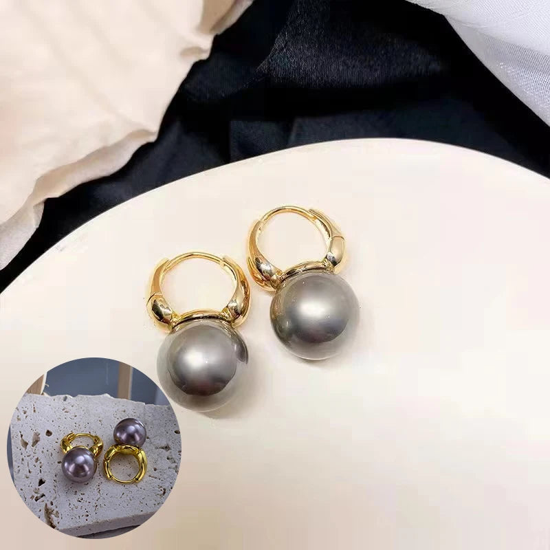 Pendientes de aro con perlas de color plateado para mujer, aretes minimalistas de color dorado, joyería de moda para bodas, Dropshipping