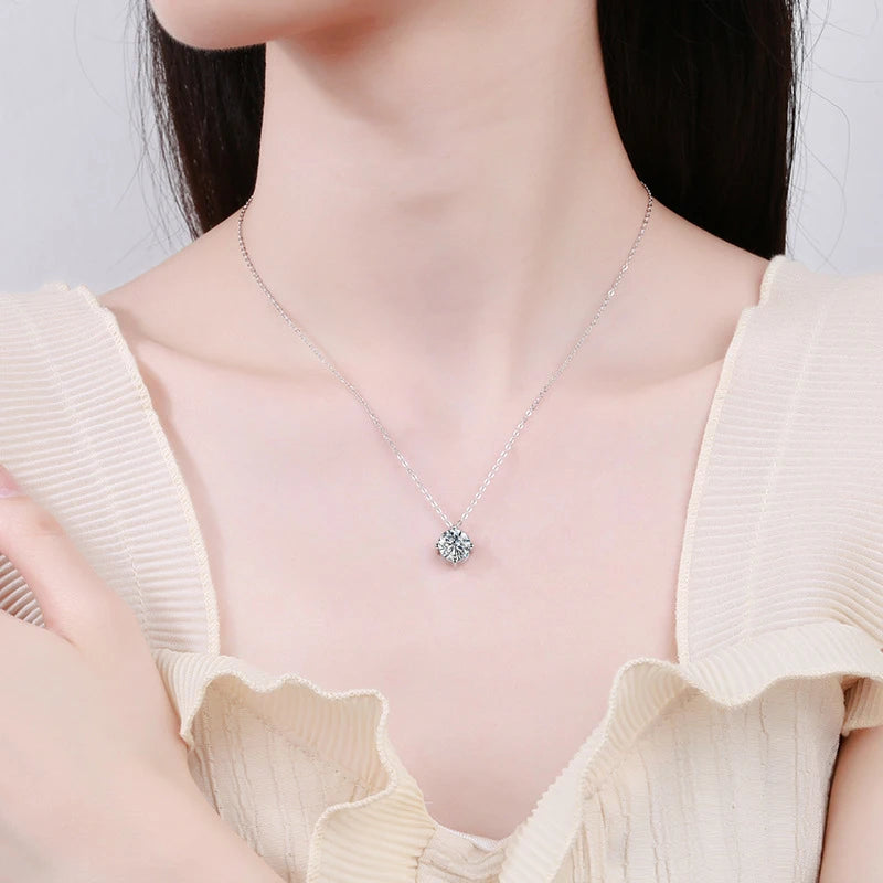 NeeTim 1ct 2ct 3ct D VVS1 Collar de Moissanita para Mujer Plata de Ley 925 con Baño de Oro Blanco Diamante de Laboratorio Colgante Brillante