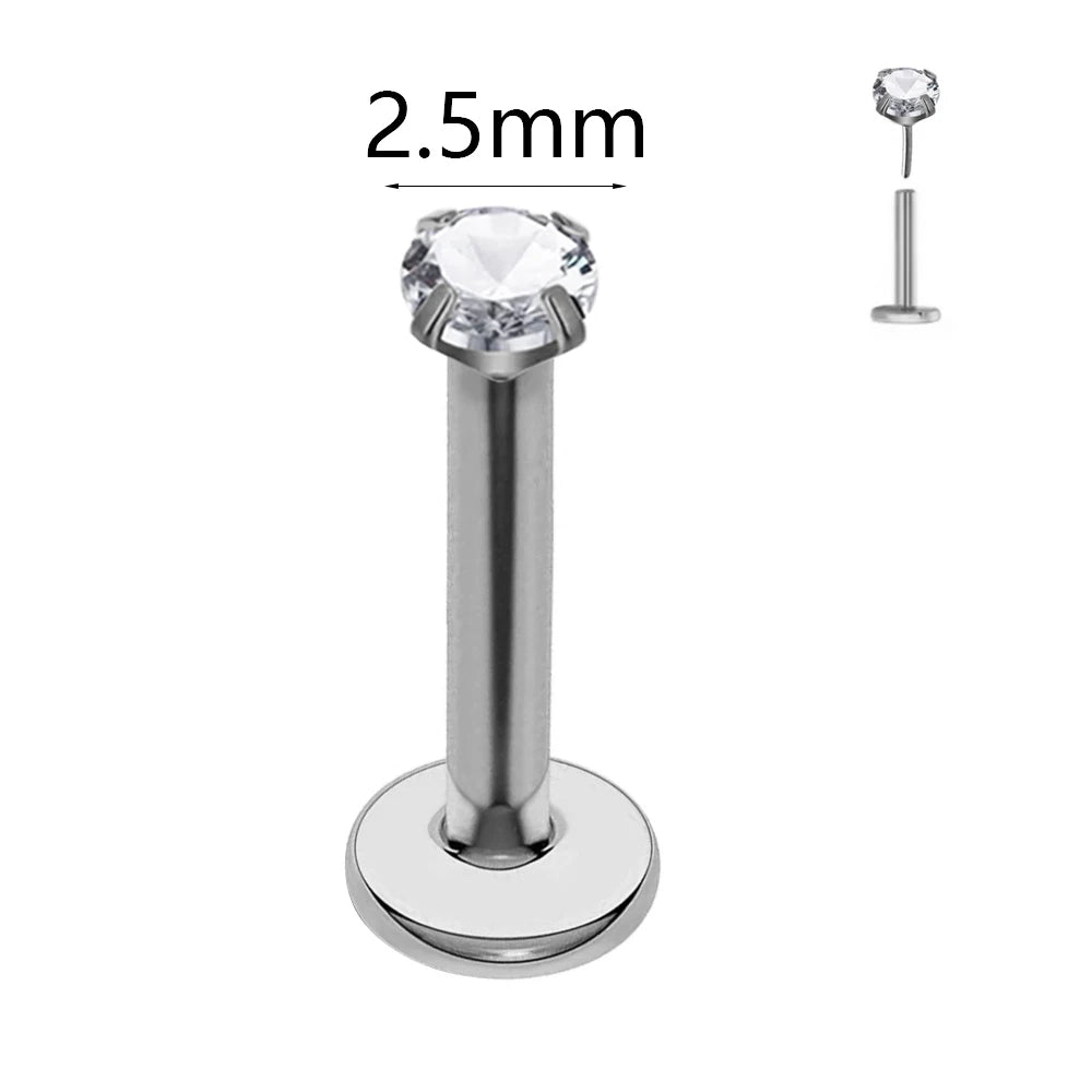 ASTM F136 G23 Titan Kugel Tragus Ohrring Gewindeloses Piercing Herz Zirkonia Stift Daith Conch Push-in Labret Stecker