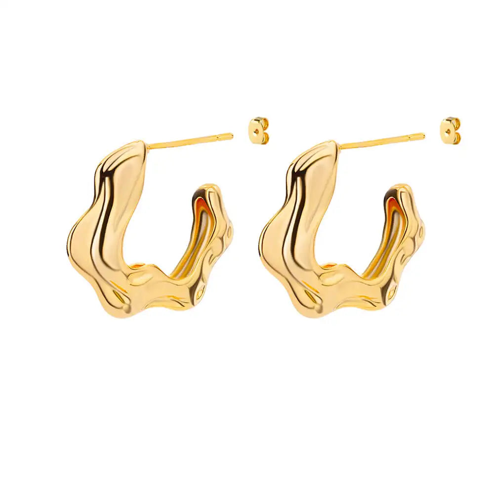 Temperament Quadratische Textur Ohrringe für Frauen Edelstahl Goldfarbe Persönlichkeit Trend Ohrstecker Modeschmuck Exquisit